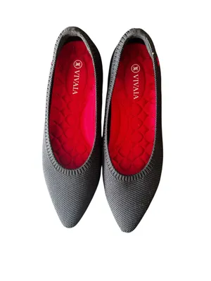 VIVAIA - Black Pointed Toe Knit Ballet Flats Red Sole Sz 35.5/5.5 thumbnail 2