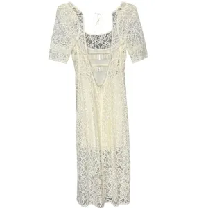 For Love and Lemons Marilyn Midi Dress in Ivory Size Medium NWT thumbnail 6