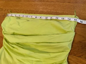Zara Lime Green Strapless Asymmetric Draped Top size S thumbnail 9