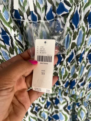 Anthropologie Navy and Cream Geometric Ruffle Mini Dress thumbnail 4