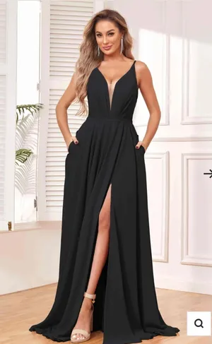Formal Elegant Bridesmaid Dress Black Size L thumbnail 1