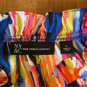 New York & Company Blouse Large Multicolor Brushstroke Abstract Colorful thumbnail 2