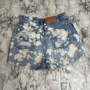Levi’s distressed bleached high rise denim jean shorts button fly Y2K 90s small thumbnail 3