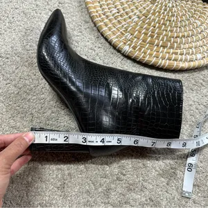 Billini Women’s Alden Boots Booties Block Heels Zip Side Party in Black Croco 7 thumbnail 6