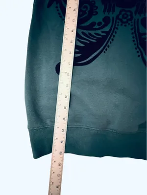 Disney Parks Haunted Mansion Gargoyle Flocked Graphic Sweatshirt Teal Black XS thumbnail 11