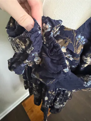 Arula Gracie Dress Fit & Flare Floral Square Neckline Pleats Smocked Ruffle Blue thumbnail 7