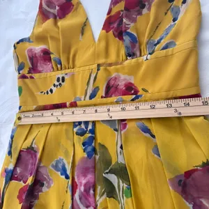 Adrianna Papell Size-10 Women's Midi Dress Halter‎ Yellow Floral Silk $160 thumbnail 5