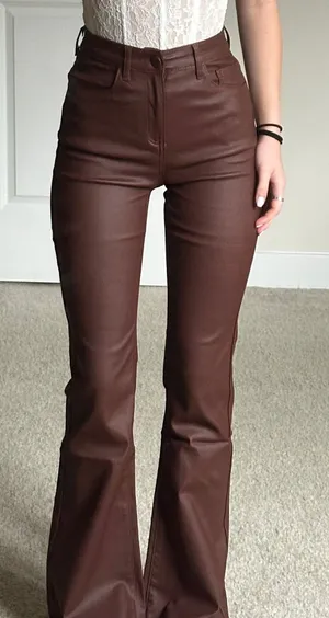 Edikted Leather Flare Pants thumbnail 1