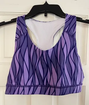Purple Patterned Sports Bra Size M thumbnail 1