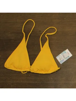 NWT Roxy Womens Tiki Triangle Tie-Back Bikini Swim Top 52038270405 Yellow XL thumbnail 3