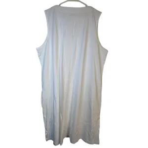 Lands End Womens White Cotton Sleeveless Embroidered Cover Up Dress XL 18 Resort thumbnail 2