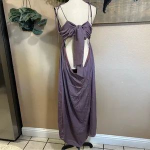 Lulus Confidence Check Dusty Purple Satin Tie-Back Maxi Dress thumbnail 7