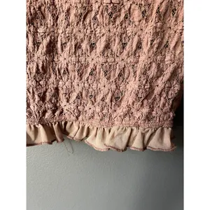 Free People Boho Rose Lace Long Sleeve Crop Top with Ruffle Trim thumbnail 4