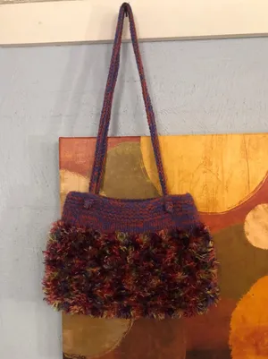 Very Cool Fuzzy Yarn Disco “Groovy” Bag Shoulder Purse thumbnail 1