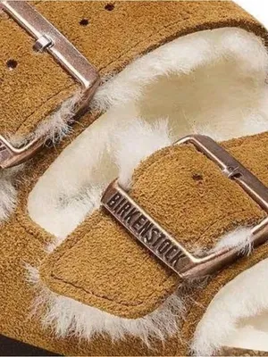Birkenstock Milano shearling lining mink,leather sandals size 40 backstrap thumbnail 4