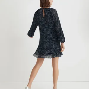 Madewell Crinkle Georgette Mini Dress in Floral Blue Large thumbnail 4