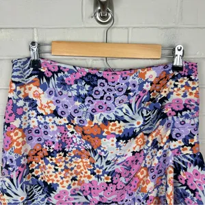 LOFT Multi Color Floral Side Ruffle Skirt Size M thumbnail 5