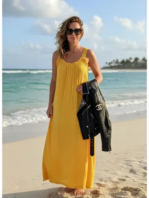 Sundance Womens XS Yellow Cotton Gauze Cross-Back Maxi Dress thumbnail 11