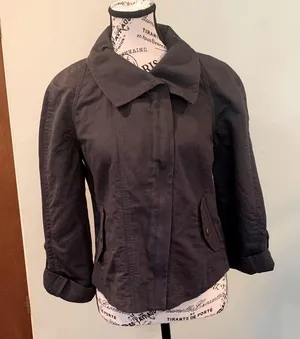 LOFT Dark Charcoal Gray Linen Cotton Lightweight Jacket Women’s XS Extra Small thumbnail 1