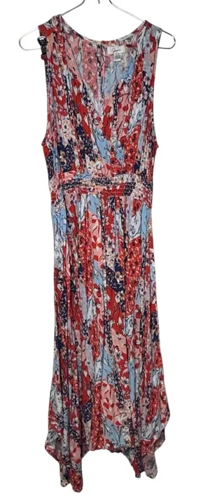 Japna Womens Dress Midi Floral Boho Smocked Sleeveless V-Neck Summer Beach XL thumbnail 1