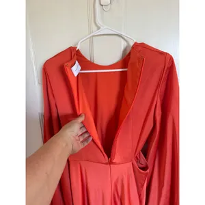 Significant Other Lara Bright‎ Orange Long Sleeve Satin Dress size US4 thumbnail 11