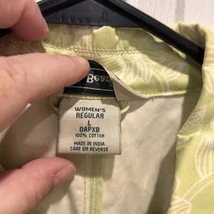 LL Bean Womens Green Floral Print Lightweight Jacket L Cotton Fisherman‎ Spring thumbnail 5