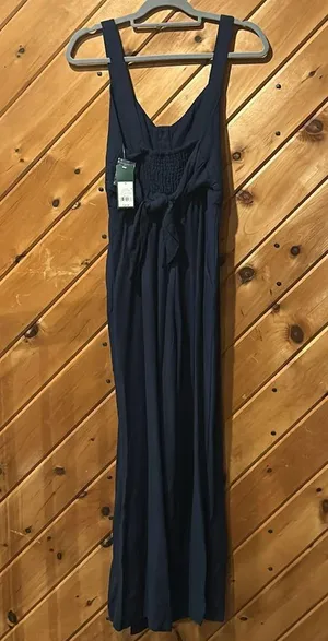 Wild fable navy blue button front tie back wide leg jumpsuit romper NWT thumbnail 7