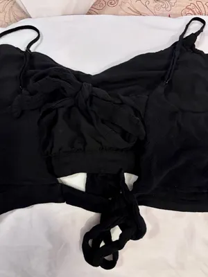 Lulu's Black Tie-Front Bralette Top thumbnail 3