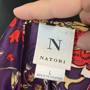 Natori paisley printed purple midi length satin nightgown size large thumbnail 6