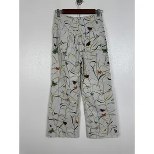 Maeve Anthropologie The Colette Butterfly Print Wide Leg Pants White 26 thumbnail 2