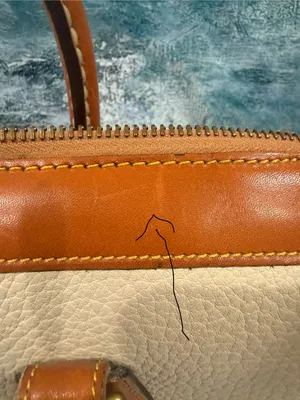 Vintage Dooney Bourke Cream/ British Tan Shoulder Satchel Bag Purse Y2K Leather thumbnail 11