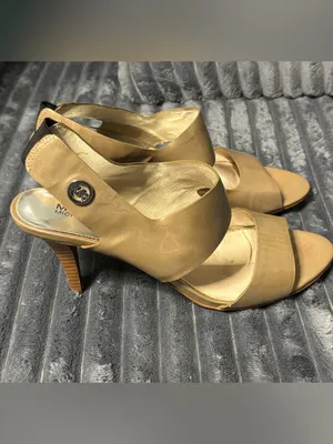 Michael Kors gold Patent heeled Slingback Sandals thumbnail 3