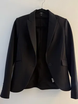 Express Black Single-Button Tailored Blazer thumbnail 3