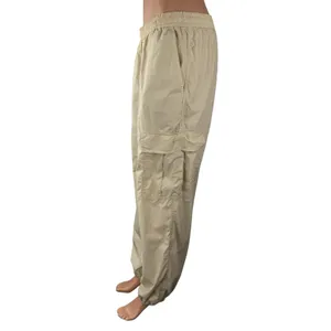 Uniqlo Women's Cream High Waisted Baggy Relaxed Utility Cargo Trousers Pants M thumbnail 2