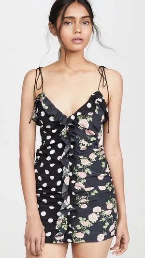For Love & Lemons Mochi Shirred Mini Dress XS thumbnail 1