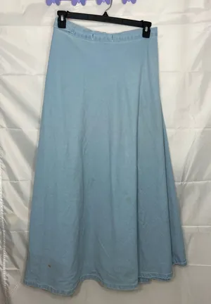 Vintage women’s light wash blue heavy denim adjustable maxi skirt‎ cottage core thumbnail 1