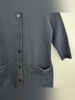 COS Textured Oversized Button Front Swing Navy Blue Large Cardigan Sweater Small thumbnail 5