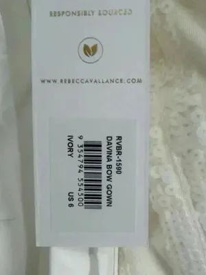 Rebecca Vallance Davina Bow Wedding Gown Ivory Mermaid Sequin Dress Sz 6 NWT thumbnail 15