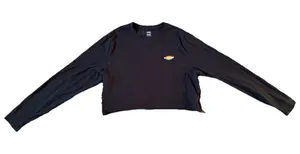 Vans Off The Wall Long Sleeve Cropped Shirt Size XL Cotton Black thumbnail 1
