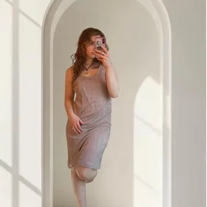 Champagne pink sparkly dress thumbnail 4