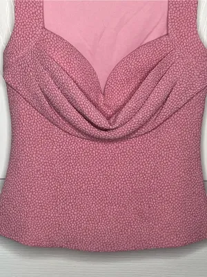 Y2K Style Mauve Cowl Neck Tank Top Textured Draped Bust Going Out Size S thumbnail 4