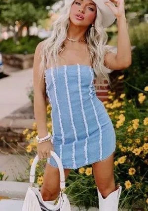 Denim Mini Dress Blue thumbnail 1