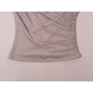 Abercrombie & Fitch Sheer Mesh Draped Tank Top Size S Beige Ruched Going Out thumbnail 10