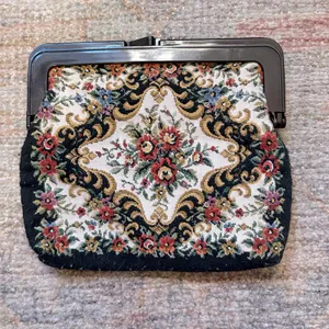 Vintage Needlepoint Clutch Black thumbnail 3