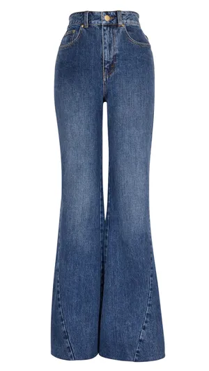 CO Collection High Rise Indigo Enhanced Seam Detail Flare Jeans thumbnail 1