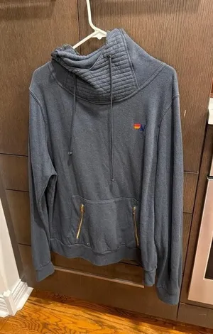 Aviator Nation Ninja Pullover Hoodie in a charcoal gray wash women's xxl thumbnail 1