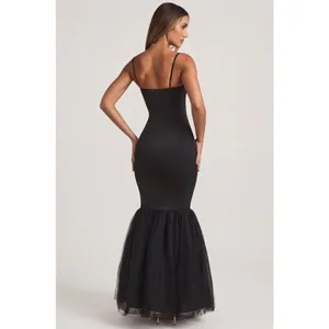 Oh Polly Adelpha Tulle Hem Fishtail Gown Maxi Dress in Black size 6 New thumbnail 8
