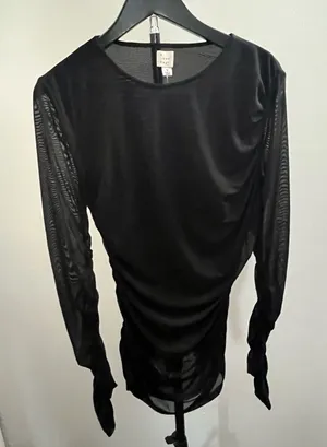 a new day Black Sheer-Sleeve Long Sleeve Top thumbnail 1
