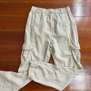 Faherty Arlie Day Cargo Linen Blend Pants in Safari Khaki Tan - Sz S 💚🎀 thumbnail 4