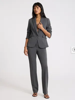 Express Editor Women’s Fitted Gray One Button Blazer with Black Lining thumbnail 2